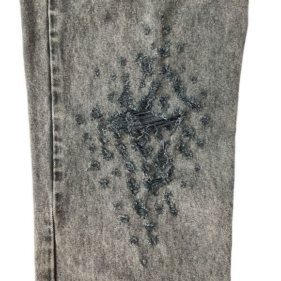 LIBERAL YOUTH MINISTRY XL Destroyed Effect Jeans Gray Denim Distressed Acid Wash - Picture 6 of 16